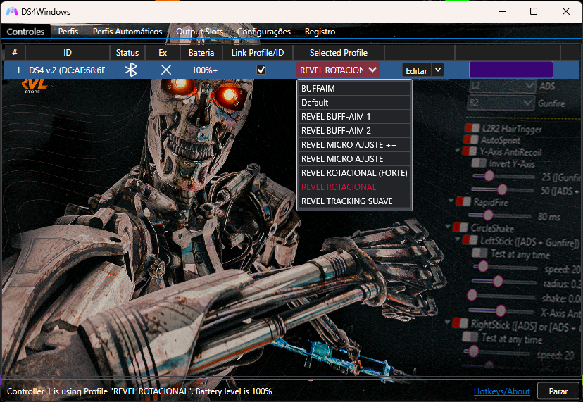 Perfil de configuração do REVEL DS4